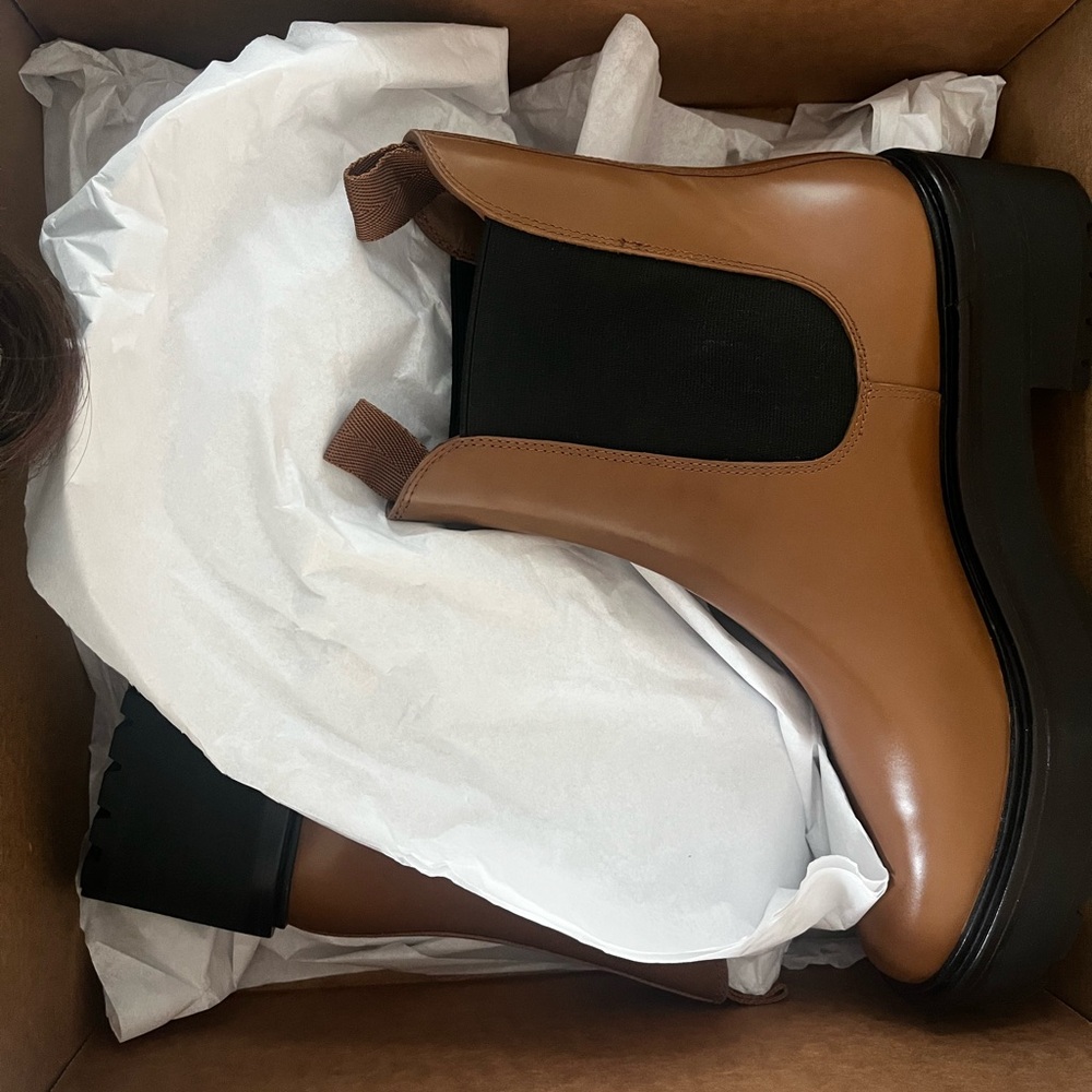 Brown Loffler Randall Chelsea Boots. New in box. Size 10